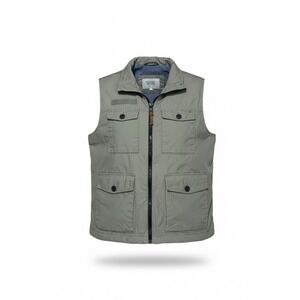 CAMEL ACTIVE Mens Utility Vest Regular Olive Green Multi Pocket‎ Zip Front